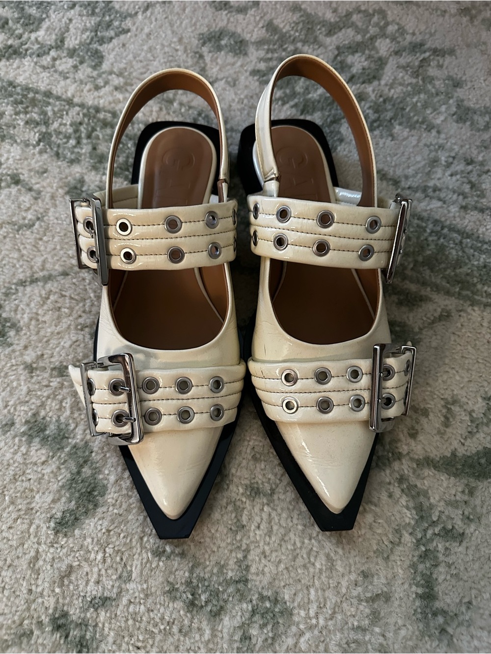 GANNI Welt Buckle Ballerina Flat